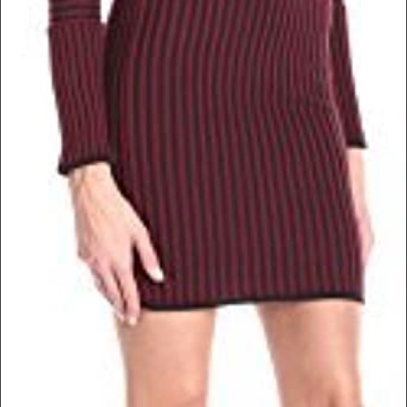 KNITZ For LOVE & LEMONS SWITCH STRIPED Deep V Neck long Sleeve Mini Ribbed Dress - Picture 6 of 12